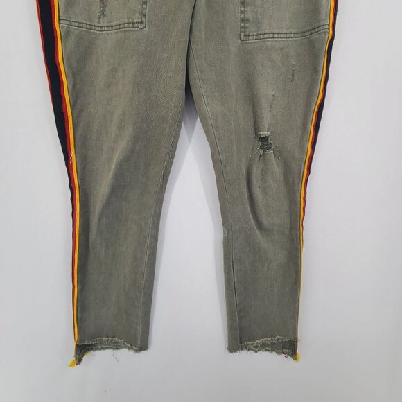 Pam & Gela Militia  Uniform Side Stripe Step Hem cropped pants size 26 - Picture 3 of 11